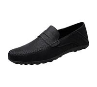 Mocasines Preppy Penny para hombre, de piel sintética, con suela de goma dividida, para reuniones de oficina y viajes por carretera, Black, 42.5 EU