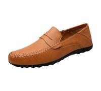 Mocasines Preppy Penny para hombre, de piel sintética, con suela de goma dividida, para reuniones de oficina y viajes por carretera, Orange, 39 2/3 EU