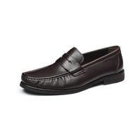 Mocasines Retro Suaves Cómodos en Cuero Genuino para Hombre Zapatos Slip On Hechos a Mano Casuales Negocios,Café,42
