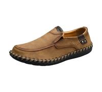 Mocasines rústicos artesanales de conducción para hombre, de piel sintética, para viajes por carretera, informales, oficina, reuniones nocturnas, Khaki, 42.5 EU