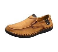 Mocasines rústicos artesanales de conducción para hombre, de piel sintética, para viajes por carretera, informales, oficina, reuniones nocturnas, Amarillo, 42 1/3 EU