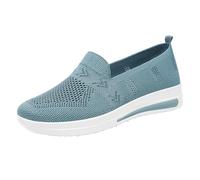 Mocasines sin cordones para mujer, de malla de punto, con cuello elástico, transpirables, ligeros, cómodos, ortopédicos, gruesos, antideslizantes, para oficina, viajes casuales, Navy, 38.5 EU