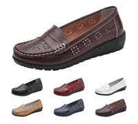 Mocasines sin cordones para mujer, transpirables, cómodos, zapatos ortopédicos, informales, puntera redonda, plantilla acolchada suave, mocasines flexibles para caminar, café, 39.5 EU