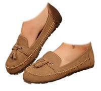 Mocasines Vintage Cómodos para Mujer,Mocasines Ortopédicos Sin Cordones para Mujer,Zapatos para Caminar con Soporte para El Arco,Mocasines Cómodos Y Ligeros con Punta Redonda (Marrón,42)