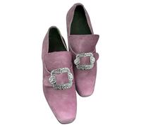 Mocasines vintage con hebilla para hombre, zapatos formales de punta cuadrada, zapatos de vestir de estilo barroco para hombre con acento decorativo de metal, diseño sin cordones, forro suave, calzado