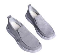Mocasines y mocasines para hombre de tela para hombre, sin cordones, zapatos casuales, ligeros, suela plana, zapatos para caminar de un solo color, antideslizantes, monocolor, gris, 44 EU