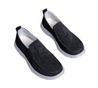 Mocasines y mocasines para hombre de tela para hombre, sin cordones, zapatos casuales, ligeros, suela plana, zapatos para caminar de un solo color, antideslizantes, monocolor, Negro , 39 EU
