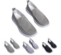 Mocasines y mocasines para hombre de tela para hombre, sin cordones, zapatos casuales, ligeros, suela plana, zapatos para caminar de un solo color, antideslizantes, monocolor, caqui, 44 EU
