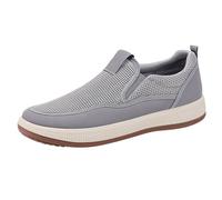 Mocasines Zapatillas de deporte para hombre, transpirables, lisos, transpirables, de un solo color, zapatos ortopédicos, transpirables, para correr, entrenar, de verano, gris, 42 EU