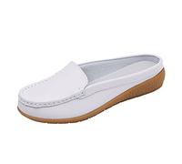 Mocasines Zapatos de Mujer Cómodos Loafers Zapatillas de Deporte Elegantes Suaves Casual Zapatos Mujer Mocasines Moda Antideslizante Zapatos de Caminar para Primavera, Verano, Color blanco., 39 EU