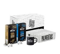 MOCAY - PACK OFICINA BASIC - 100 Cápsulas de Café Natural, 100 Cápsulas de Café Descafeinado, 120 Palmeritas y 220 Cookies + Taza de Regalo - Ideal para desayuno