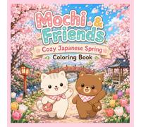 Mochi & Friends Cozy Japanese Spring Coloring Book: Cute Cats & Friends, Sakura Scenes, Flowers, and Relaxing Spring Moments