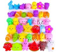 Mochi Squishy Juego de 30 regalos para cumpleaños infantil, regalos de fiesta para niños, Kawaii Squishies, mini animales, frutas, selección aleatoria, pequeños regalos, antiestrés, kita, cofre del