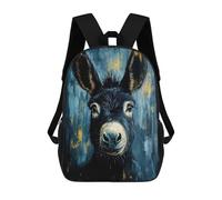 Mochila 17inch Impresa En 3D Donkey Portrait in Blue And Gold Mochilas Escolares Ligeras De Viaje Para Niños Y Niñas, Ideales Para Estudiantes De Secundaria.