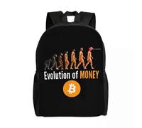 Mochila 1975Hs Evolución del Dinero Bitcoin Mochila Escolar Mochila para Computadora BTC Geek Criptomonedas