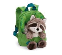 Mochila 21x26cm con mapache de peluche 25cm - verde - Juguete suave y desmontable - Bolsa de jardín infantil con suave juguete de felpa para niños y niñas | 61745