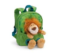 Mochila 21x26cm con peluche león 25cm - verde - Juguete suave y desmontable - Bolsa de jardín infantil con suave juguete de felpa para niños y niñas | 61746