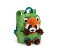 Mochila 21x26cm con peluche panda rojo 25cm - verde - Juguete suave y desmontable - Bolsa de jardín infantil con suave juguete de felpa para niños y niñas | 61747