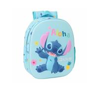 STITCH 3D - Mochila Escolar, con Diseño 3D, Adaptable a Carro, Ideal para Niños de Diferentes Edades, Cómoda y Versátil, Calidad y Resistencia, 27x10x33 cm