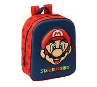 Safta SUPER MARIO 3D - Mochila de Guardería 3D, Fácil Limpieza, Ideal para Niños de Diferentes Edades, Cómoda y Versátil, Calidad y Resistencia, 22x10x27 cm