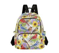 Mochila acolchada azul con flores de acuarela para mujer, mochila de día con múltiples bolsillos con cremallera, bolsa de viaje, Flor acuarela azul girasol, Medium, Mochilas Daypack