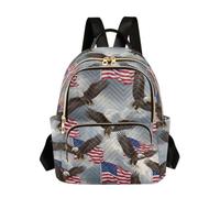 Mochila acolchada con diseño de bandera americana para mujer, con múltiples bolsillos con cremallera, bolsa de viaje de poliéster ligera, Bandera Cielo Americano, Medium, Mochilas Daypack