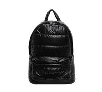 Mochila acolchada con diseño de edredón para mujer de gran capacidad, metálica, acolchada, con cremallera, para el hombro, con múltiples bolsillos, para viajes y la escuela, Negro