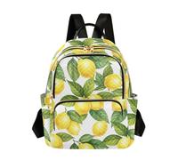 Mochila acolchada de color blanco con hojas de limón y acuarela para mujer, mochila de día con múltiples bolsillos con cremallera, bolsa de viaje, Acuarela hojas de limón blanco, Medium, Mochilas