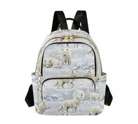 Mochila acolchada de moda con diseño de lobos blancos de invierno para mujer, mochila de viaje ligera e informal, Winter White Wolves 2, Medium, Mochilas Daypack