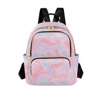 Mochila acolchada de moda para mujer, diseño de patrón de ondas, con múltiples bolsillos, ligera, color mármol pastel, rosa y azul, Mármol pastel, rosa, azul, Medium, Mochilas Daypack