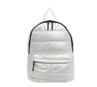 Mochila acolchada de sarga para mujer de gran capacidad yanwuwa, metálica, con acolchado, para viajes, para la escuela, con cremallera, bolsa de hombro con múltiples bolsillos, beige