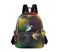 Mochila acolchada para mujer, 14 pulgadas, ligera, diseño de león, color oscuro, Colibrí Rojo, Amarillo Verde, Small, Mochilas de mochila