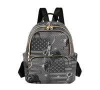 Mochila acolchada para mujer con múltiples bolsillos con cremallera, bolsa de viaje ligera de poliéster con bandera americana y plateada, Bandera Americana Gris Plata, Medium, Mochilas Daypack