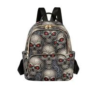 Mochila acolchada para mujer Skeleton Glowing Red con múltiples bolsillos con cremallera, bolsa de viaje ligera, Esqueleto rojo brillante, Medium, Mochilas Daypack