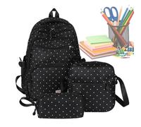 Mochila adolescente Mochila de mochila compartimentada con lunares estético y lindo, Negro , Se référer au descriptif, Consulte la descripción