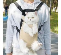 Mochila Ajustable y Ventilada para Mascotas - Casa Portátil para Perros y Gatos - Compartimento Frontal para Patas - Cierre De Cinta Adhesiva De Gancho y Bucle - Color Albaricoque