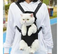 Mochila Ajustable y Ventilada para Mascotas - Casa Portátil para Perros y Gatos - Compartimento Frontal para Patas - Cierre De Cinta Adhesiva De Gancho y Bucle - Color Negro