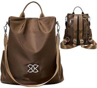 Mochila Antirrobo Bolsa De Hombro Cute Moda Ligera para Mujer Multi Seguridad Casual Senderismo Trave. (Marrón)