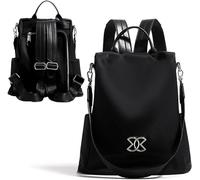 Mochila Antirrobo Bolsa De Hombro Cute Moda Ligera para Mujer Multi Seguridad Casual Senderismo Trave. (Negro A)