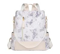 Mochila antirrobo con estampado de mariposas, convertible y espaciosa para portátil, viajes, mujer, trabajo, gran capacidad, multi-bolsillos, elegante, moderna (púrpura)