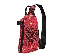 Mochila antirrobo Crossbody Red Paisley Sling Shoulder Bag para Hombres y Mujeres, Durable Ajustable Gym Bag Ciclismo Viajar Senderismo Daypack