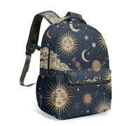 Mochila antropomórfica con estampado de luna creciente y sol de 16 pulgadas, bohemio, celestial, misticismo, desierto, noche estrellada, cielo nocturno, ilustración, 05., L, Casual