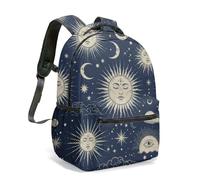 Mochila antropomórfica con estampado de luna creciente y sol de 16 pulgadas, bohemio, celestial, misticismo, desierto, noche estrellada, cielo nocturno, ilustración, 03., L, Casual