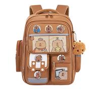 Mochila Ardilla Mochila Colorida, Gran Capacidad, Tarjetas E Insignias | Cerdo De Agua Tarjetas E Insignias Colgante Bolsa Para Niños Material Escolar Vacaciones Cumpleaños Marrón