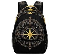 Mochila Arte Vikingo Antiguo Vegvisir Rosas De Los Vientos Navegación Mágica Brújula Dorada Mochilas Unisex Backpack Práctica Daypack para Senderismo Travel Aire Libre