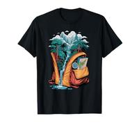 Mochila Aventura Cascada Bosque Mapa Brújula Naturaleza Camiseta