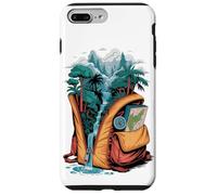 Mochila Aventura Cascada Bosque Mapa Brújula Naturaleza Carcasa para iPhone 7 Plus/8 Plus