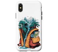 Mochila Aventura Cascada Bosque Mapa Brújula Naturaleza Carcasa para iPhone X/XS