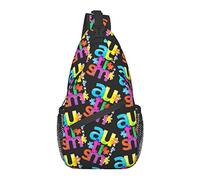 Mochila bandolera antirrobo impermeable para el pecho, mochila informal para deportes, gimnasio, yoga, para coloridas piezas de rompecabezas de concienciación sobre el autismo, corazón