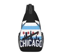 Mochila Bandolera Bandera Del Horizonte De La Ciudad De Chicago Bolso Cruzado De Pecho Hombres Gran Capacidad Mochila De Moda, Para Colegio, Ciclismo, Montañismo